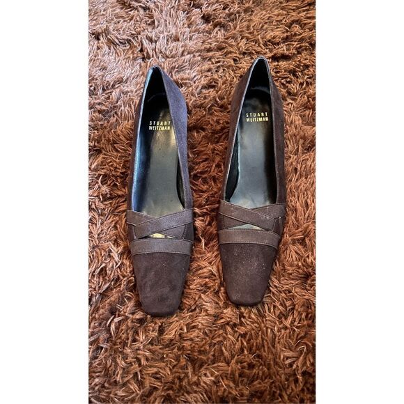 STUART WEITZMAN BROWN SUEDE KITTEN HEEL SHOES SIZE 8N - Picture 2 of 10